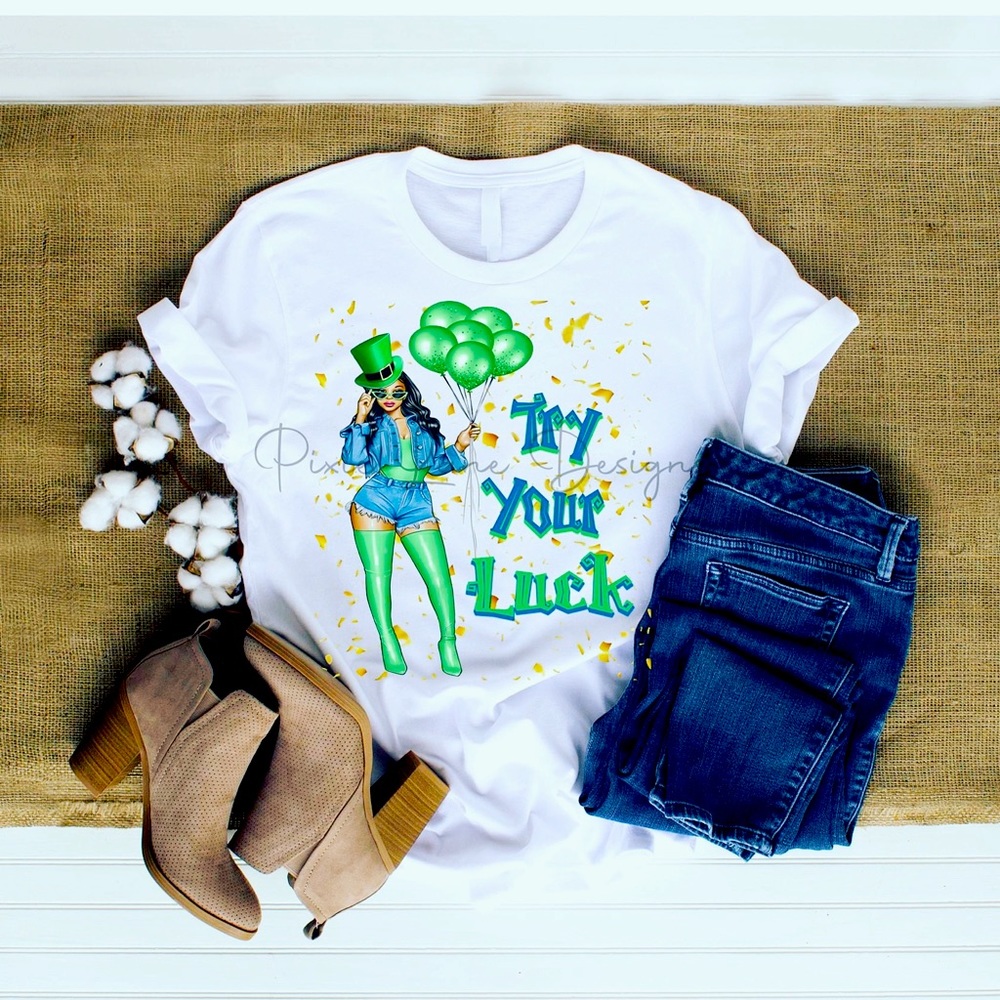 Try Your Luck V neck women’s tee